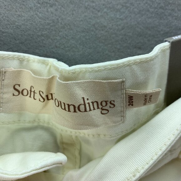 Soft Surroundings Pants Womens 20W Cream White Wide Leg‎ Full Length Hem Slits - Picture 12 of 15